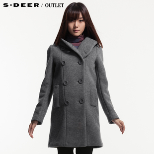  【12.12】sdeer圣迪奥女装冬装保暖羊毛压缩毛呢大衣0481821