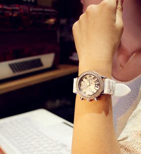  韩国水钻表 石英表 时尚糖果色 水钻果冻表 树脂硅胶手表腕表 潮