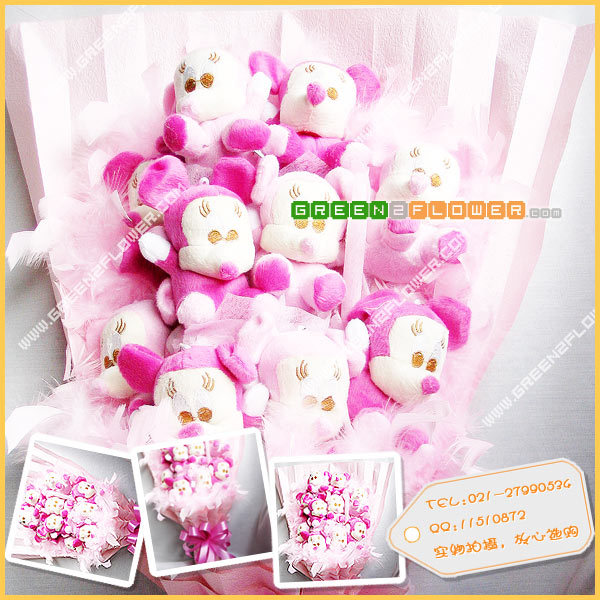 克力花卡哇依花束编号465款,泰迪熊21只小熊
