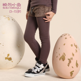  时尚小鱼童装秋冬儿童打底裤韩版 女童加厚假两件女棉裤长裤SK14