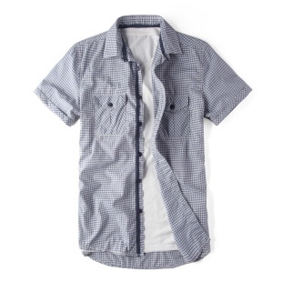 Cotton stick to quality men short sleeve Plaid shirts men's casual shirt Plaid Shirt S6096