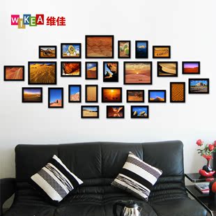 26框加厚实木照片墙相框墙相片墙创意时尚异型组合风景照片墙贴 新品