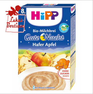 现货！德国喜宝HIPP8月+婴儿辅食有机苹果燕麦晚安米粉