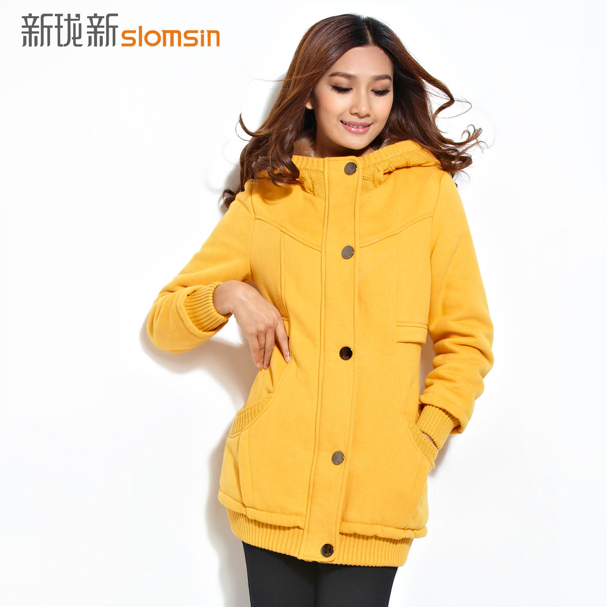 新珑新2012秋冬季新品韩版女装加绒加厚带帽开衫卫衣外套女W6912