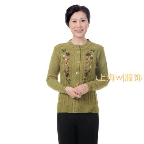 3<em>中年</em>妈妈春装妈妈毛衣 <em>开衫中年</em>女毛衣<em>女款</em>绣