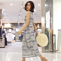 2014棉麻连衣裙夏季韩版修身波，西米亚连衣裙复古口袋长裙