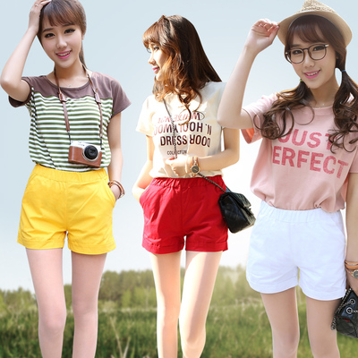 新款夏季女装糖果色<em>短裤大码</em>沙滩<em>热裤</em>休闲女夏