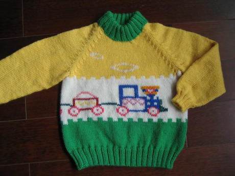 纯手工编织<em>儿童卡通</em>图案<em>毛衣</em>纯羊毛保暖舒适柔