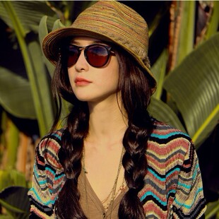 [帽子]2012呛口小辣椒夏季迈阿密行七彩花纹草帽彩虹遮阳帽沙滩帽帽子女