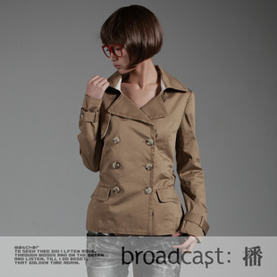 <span class=H>播</span> 永远有多远 百搭双排扣短款女式 风衣<span class=H>外套</span> BDE1GG0091