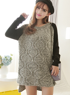 新款名媛小香风中长款前段后长不规则毛衣韩版