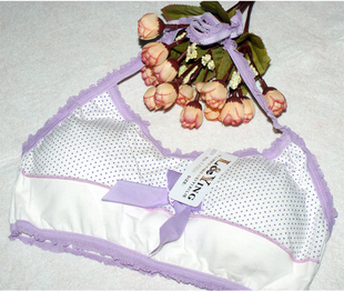 新款 学生挂<em>脖式</em>纯棉<em>文胸</em>活泼少女<em>胸罩</em> 夏季系