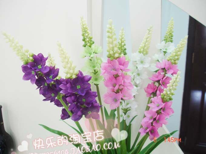 仿真花 欧式田园 装饰花假花干花手绢花 薰衣草加长款36朵小花