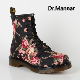 [短靴]Dr.Mannar 欧美英伦风复古鞋印花牛仔布工装靴马丁靴子短靴帆布靴-tmall.com天猫