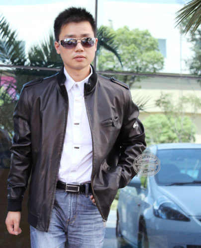 新款男装真皮皮衣/罗口立领男装*Burberry*巴宝莉风格/真皮男皮装