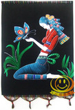 [云南部落]重彩蜡染美女*蜡染画|壁挂画*民族工艺品*送礼戏蝶