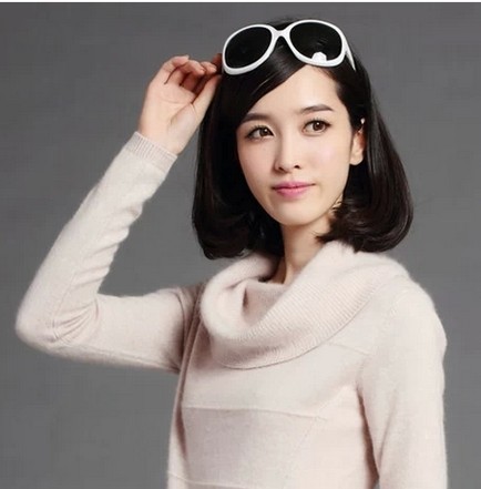 新款正品高领短款纯羊绒衫女士堆领毛衣套头盆