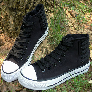  最新流行男鞋韩版高帮男士帆布鞋男单鞋中帮白色帆布潮鞋男鞋