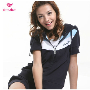 Enaier new women's clothing summer who han edition in spring and autumn fashion show thin short sleeve cap with zipper cardigan 6307