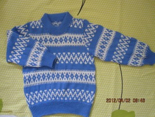 特价 加厚蓝色纯手工编织 <em>手织</em> 针织<em>儿童毛衣男</em>