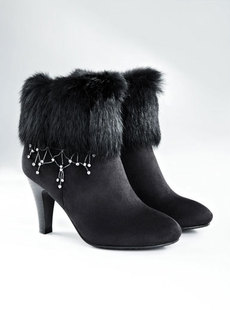 Dream ba Sally fashionable bright grapes chain with drilling buckle really rabbit hair short boots lady Martin boots 123011403