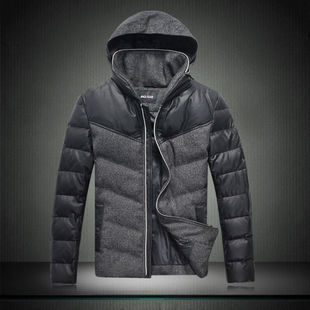  时尚猎人 英伦高端男士羽绒服清仓 正品呢料修身短款男装羽绒服潮