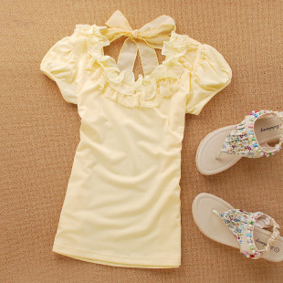  55元2件包邮 春装 新款女装韩版淑女蕾丝拼接花边修身T恤