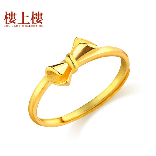 楼上楼 情人结 黄金戒指 999千足金 OR179