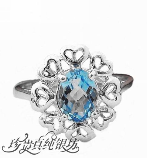 正品 11月生辰石 925银镀白金托帕石戒指心形女戒简单大方 正品 11月生辰石 925银镀白金托帕石戒指心形女戒简单大方