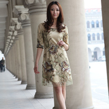 2012夏装新款韩版气质淑女装专柜正品 夏季大码真丝绣花连衣裙子