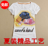 M'ONLY2012夏装新款正品女上衣非代购韩版潮烫钻字母时尚短袖T恤