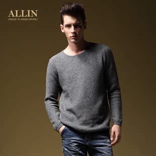  ALLIN秋装男装毛衣 韩版修身薄款圆领针织衫外套 MY3789