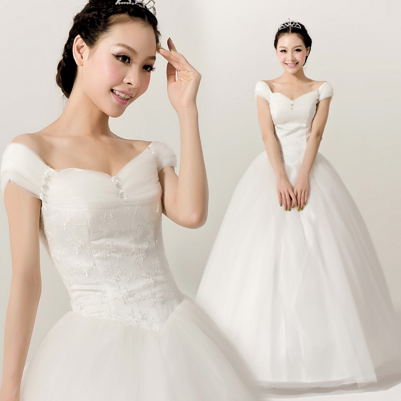 婚纱礼服2013新款 韩版一字肩婚纱 韩式齐地甜美公主包肩特价婚纱 婚纱礼服2013新款 韩版一字肩婚纱 韩式齐地甜美公主包肩特价婚纱