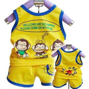  coin 2012 Summer infant clothing children's clothing new monkey shirt + shorts two piece suit