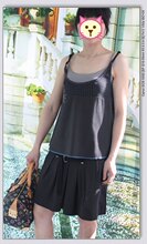 2012春夏装新款 cop.copine 条纹 印花 肩带 两件套 小背心+裙裤