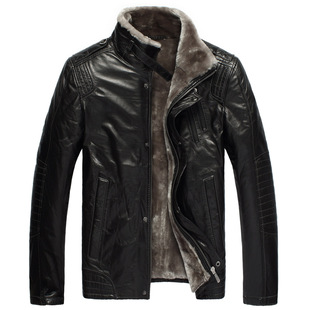  年底大促 经典机车朋克风格短款皮毛一体真皮皮衣男士真皮外套