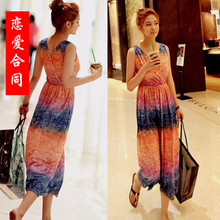 新风尚2012女装夏季波西米亚吊带裙 连衣裙 深V领 度假沙滩裙...