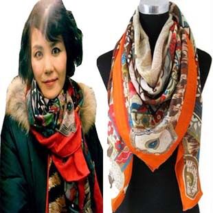 <span class=H>okitch</span>新款韩国明星同款秋冬布达拉宫丝绒方巾围巾女韩版丝巾披肩