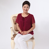 2012中老年女装 中年妈妈装夏装雪纺大码短袖T恤新品上衣