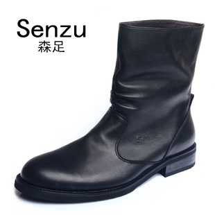  senzu森足 情侣鞋 时尚潮流皮靴男靴子马丁靴男工装靴短靴男军靴