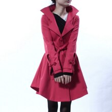 原创设计 2012春季新品韩版立领中长款修身裙式大摆风衣女外套