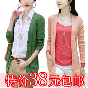 2012新款春装针织开衫女装<span class=H>外套</span>春秋加大码中长款开衫针织衫小开衫