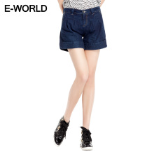 E-WORLD【衣我的】简约直筒多色牛仔短裤|I4115