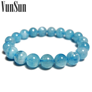  VunSun 高级宝石女士必备 优雅大方天然水晶海蓝宝手链女款 正品