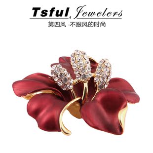  TS夕颜名媛胸针高档复古配饰 长款项链吊坠丝巾扣两用 过年会礼物