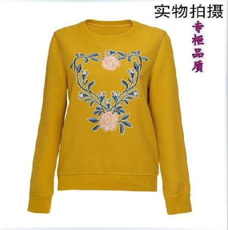 Five@Plus2013秋冬款 时尚绣花圆领卫衣厚打