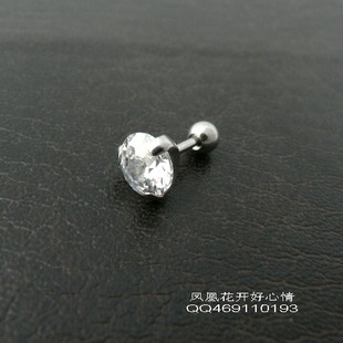  皇冠信誉*不过敏医用钢镶嵌钻石耳钉*超闪锆石*金银两色耳钉