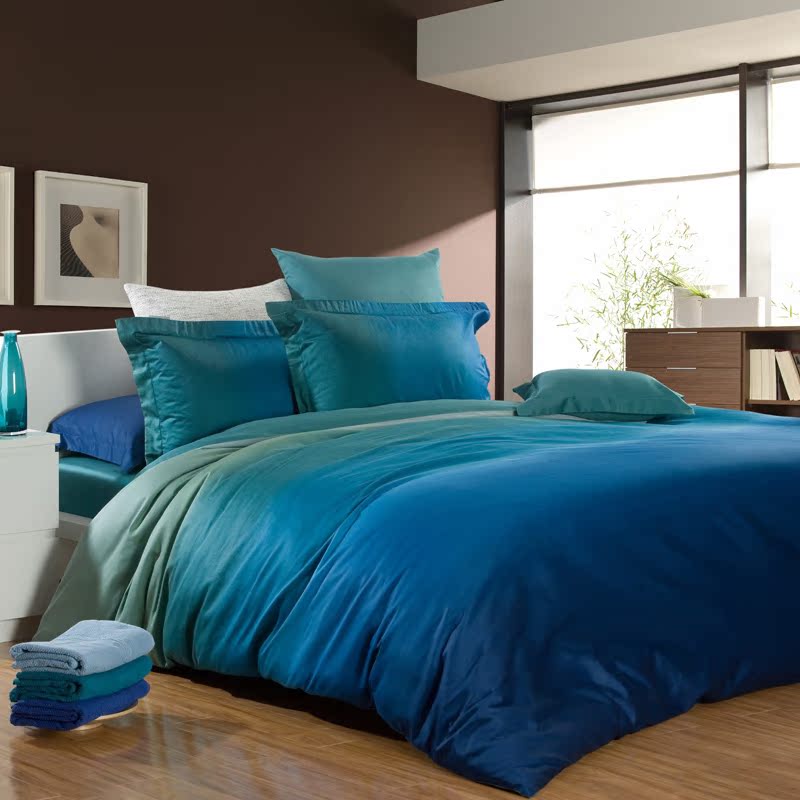 床上用品全棉贡缎印花床单床笠四件套...