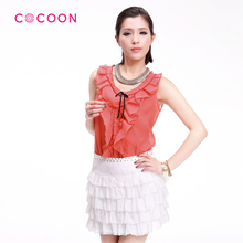 COCOON2012新品蝴蝶结荷叶边无袖上衣两件套212205019原价988