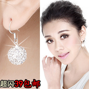  情人节礼物 包邮 超闪【白雪公主】s925纯银耳环 奥地利水钻耳环